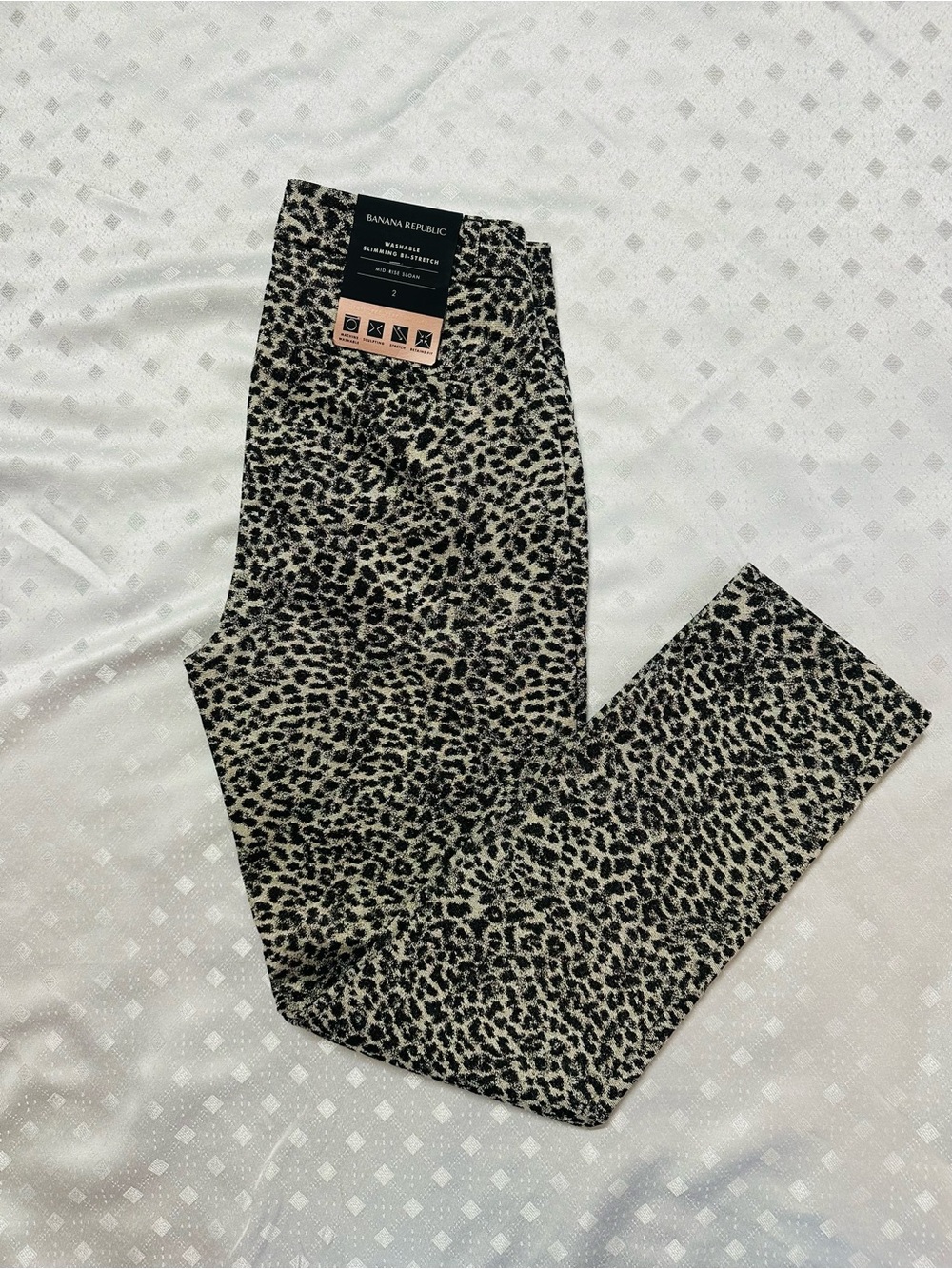 Banana Republic Leopard Print Skinny Pants - Black and Cream